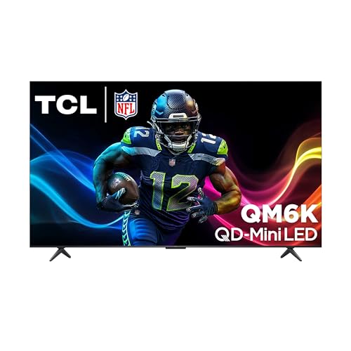 TCL 55-Inch QM6K QLED 4K Smart QD-Mini LED TV with Google TV (55QM6K, 2025 Model) Dolby Vision IQ, Dolby Atmos, HDR, Game Accelerator up to 240Hz, Voice Remote, Works with Alexa, Streaming Television