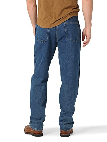Rustler Men's Classic Relaxed Fit, Dark Stonewash, 34W x 30L