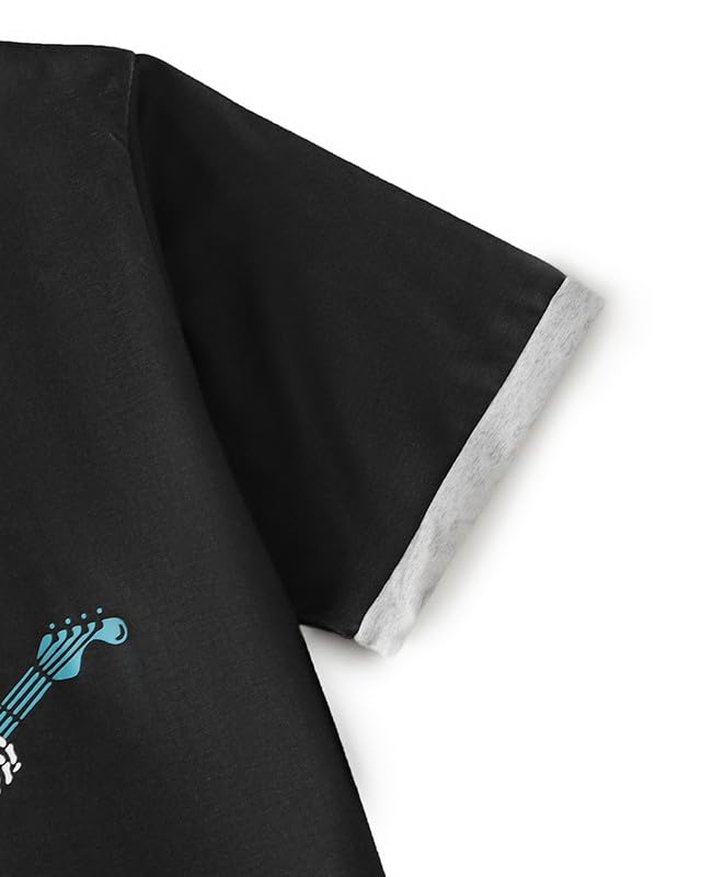 MyFav Big Boys Glow in Dark Skull Pjs Sleepwear Summer Pajama Shorts Sets, Skateboard, 14 Years