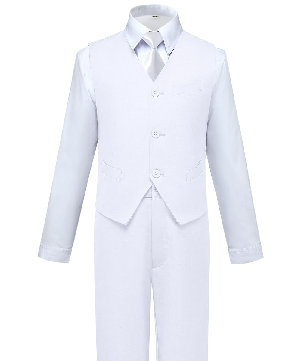 Visaccy Suit for Boys 5 Pieces Kids Tuxedo Boy Suits Slim Fit Suits Outfit for Wedding Navy Blue Size 20