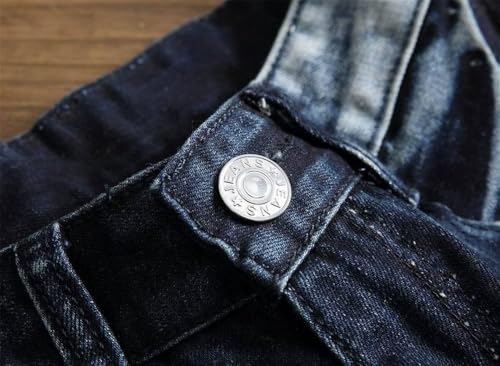 AITITIA Men's Biker Zipper Deco Washed Straight Fit Jeans (40, 002 Light Blue)