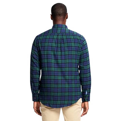 IZOD Men's Stratton Flannel Long Sleeve Button Down Shirt, Asphalt, S