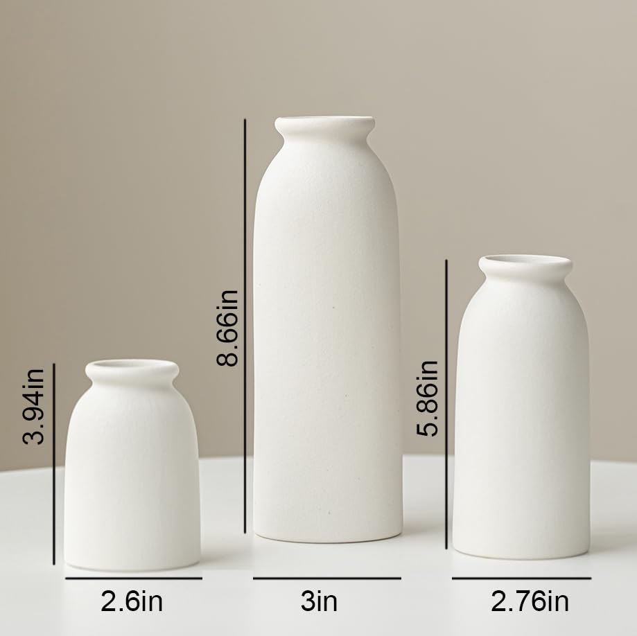 Ceramic Vase Set-3, Small Flower Vases for Decor