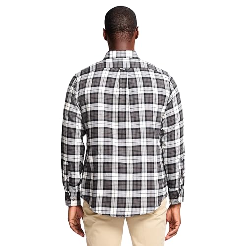 IZOD Men's Stratton Flannel Long Sleeve Button Down Shirt, Asphalt, S
