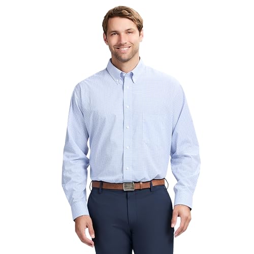 IZOD Men's Stratton Flannel Long Sleeve Button Down Shirt, Asphalt, S