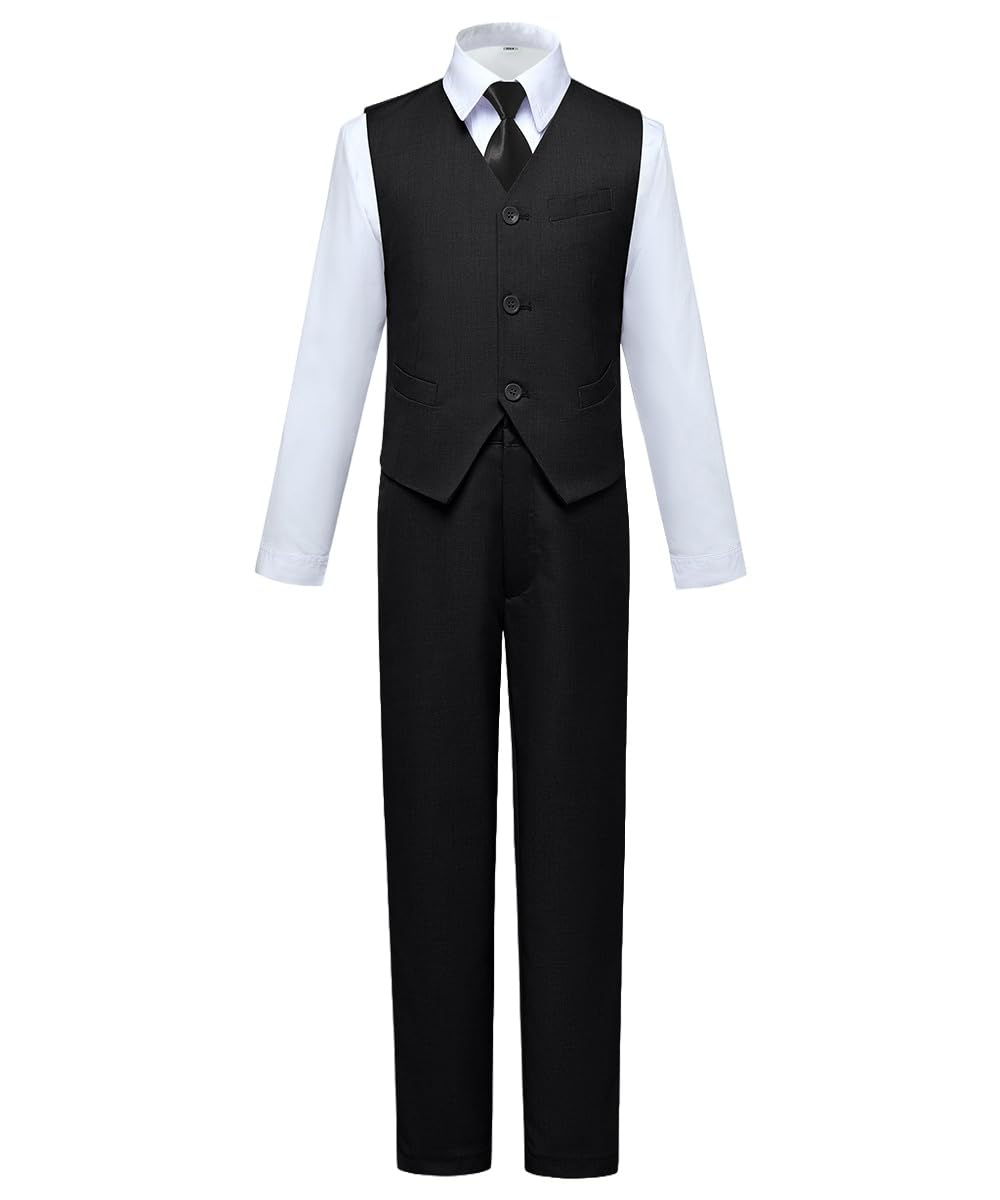 Visaccy Suit for Boys 5 Pieces Kids Tuxedo Boy Suits Slim Fit Suits Outfit for Wedding Navy Blue Size 20