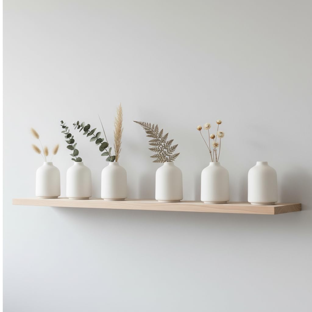 Carrot's Den - Set of 6 White Mini Ceramic Vases for Home Decor