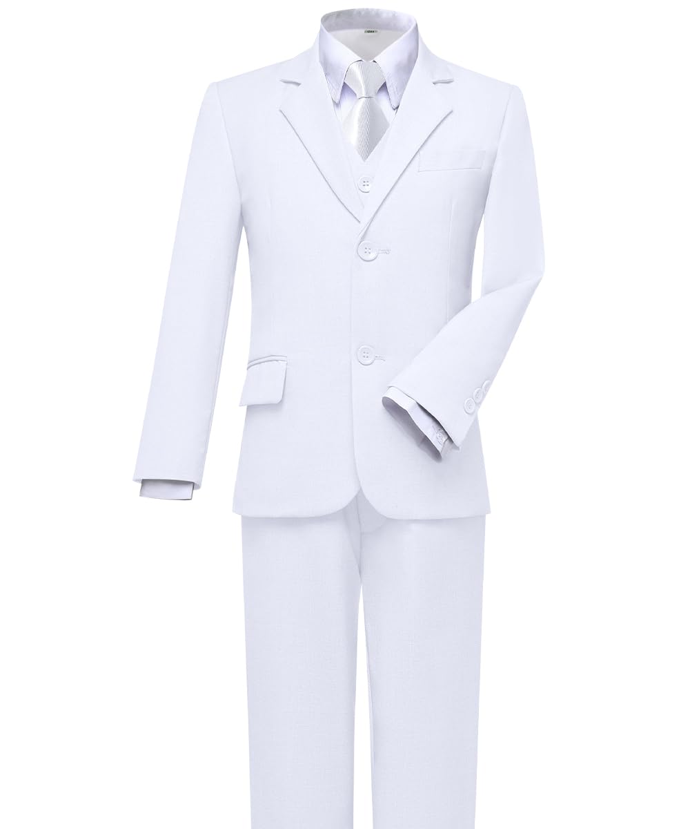 Visaccy Suit for Boys 5 Pieces Kids Tuxedo Boy Suits Slim Fit Suits Outfit for Wedding Navy Blue Size 20