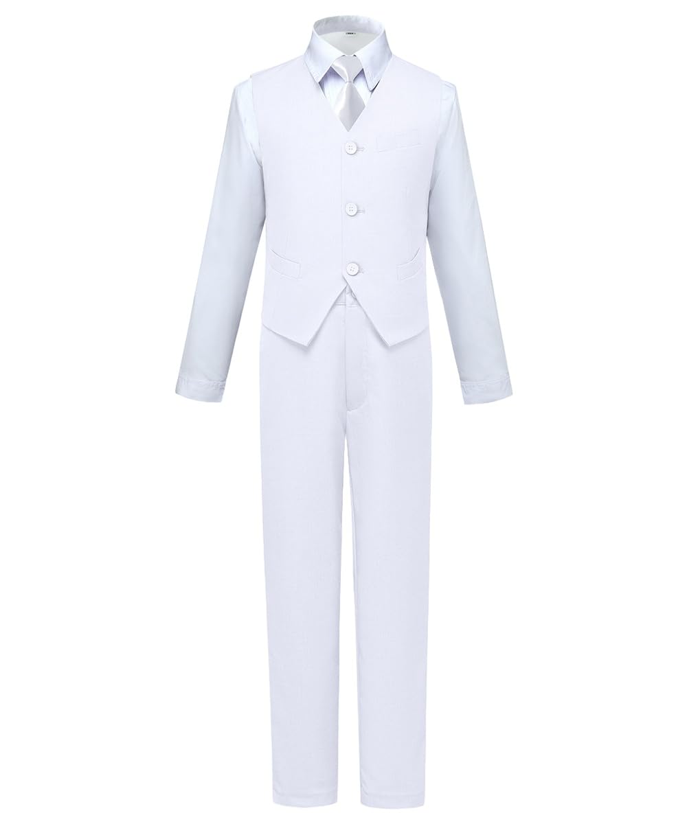 Visaccy Suit for Boys 5 Pieces Kids Tuxedo Boy Suits Slim Fit Suits Outfit for Wedding Navy Blue Size 20