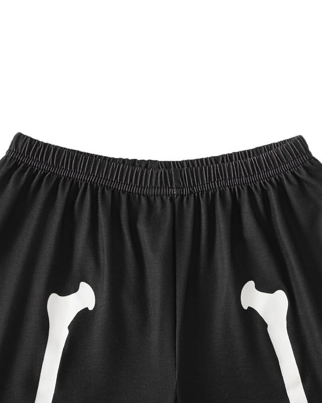 MyFav Big Boys Glow in Dark Skull Pjs Sleepwear Summer Pajama Shorts Sets, Skateboard, 14 Years