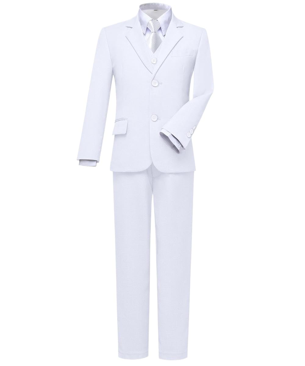 Visaccy Suit for Boys 5 Pieces Kids Tuxedo Boy Suits Slim Fit Suits Outfit for Wedding Navy Blue Size 20