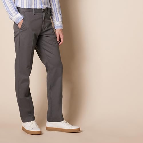  Men's Straight-Fit Wrinkle-Resistant Flat-Front Chino Pant, Black, 28W x 28L