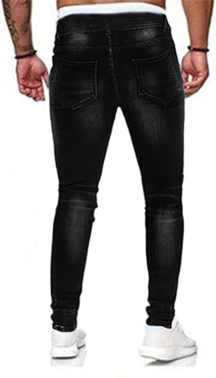 HUNGSON Men's Ripped Skinny Jeans Stretchy Slim Fit Jeans Pants for Men