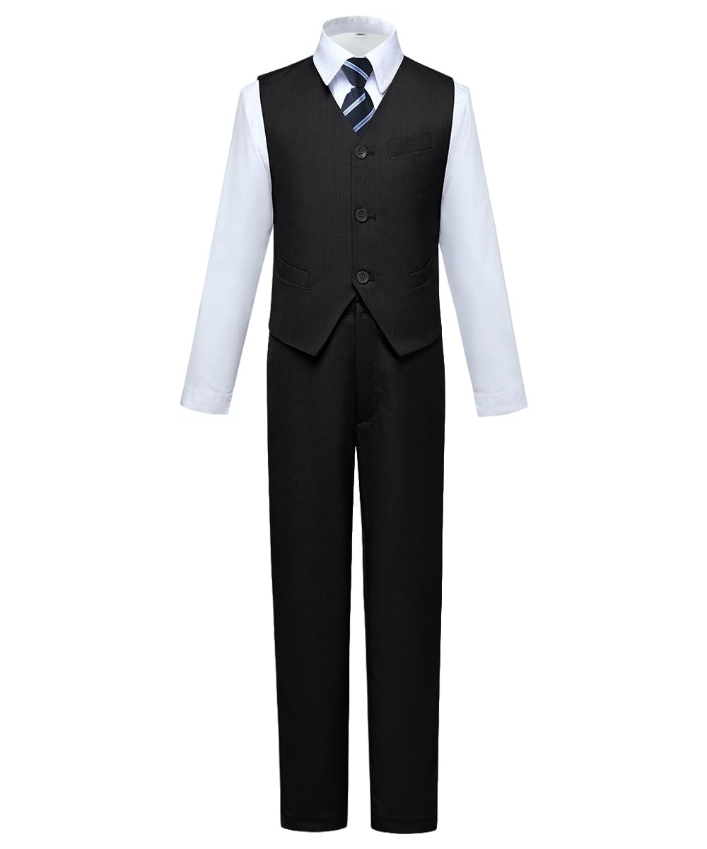 Visaccy Suit for Boys 5 Pieces Kids Tuxedo Boy Suits Slim Fit Suits Outfit for Wedding Navy Blue Size 20
