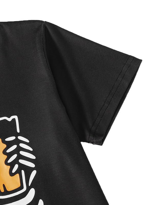 MyFav Big Boys Glow in Dark Skull Pjs Sleepwear Summer Pajama Shorts Sets, Skateboard, 14 Years