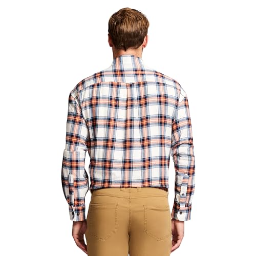 IZOD Men's Stratton Flannel Long Sleeve Button Down Shirt, Asphalt, S