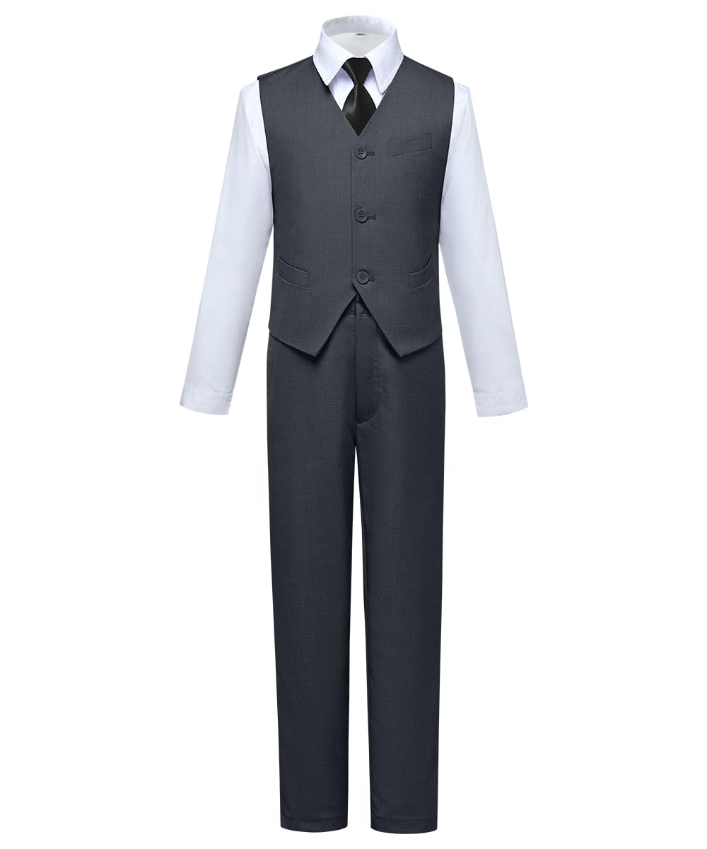 Visaccy Suit for Boys 5 Pieces Kids Tuxedo Boy Suits Slim Fit Suits Outfit for Wedding Navy Blue Size 20