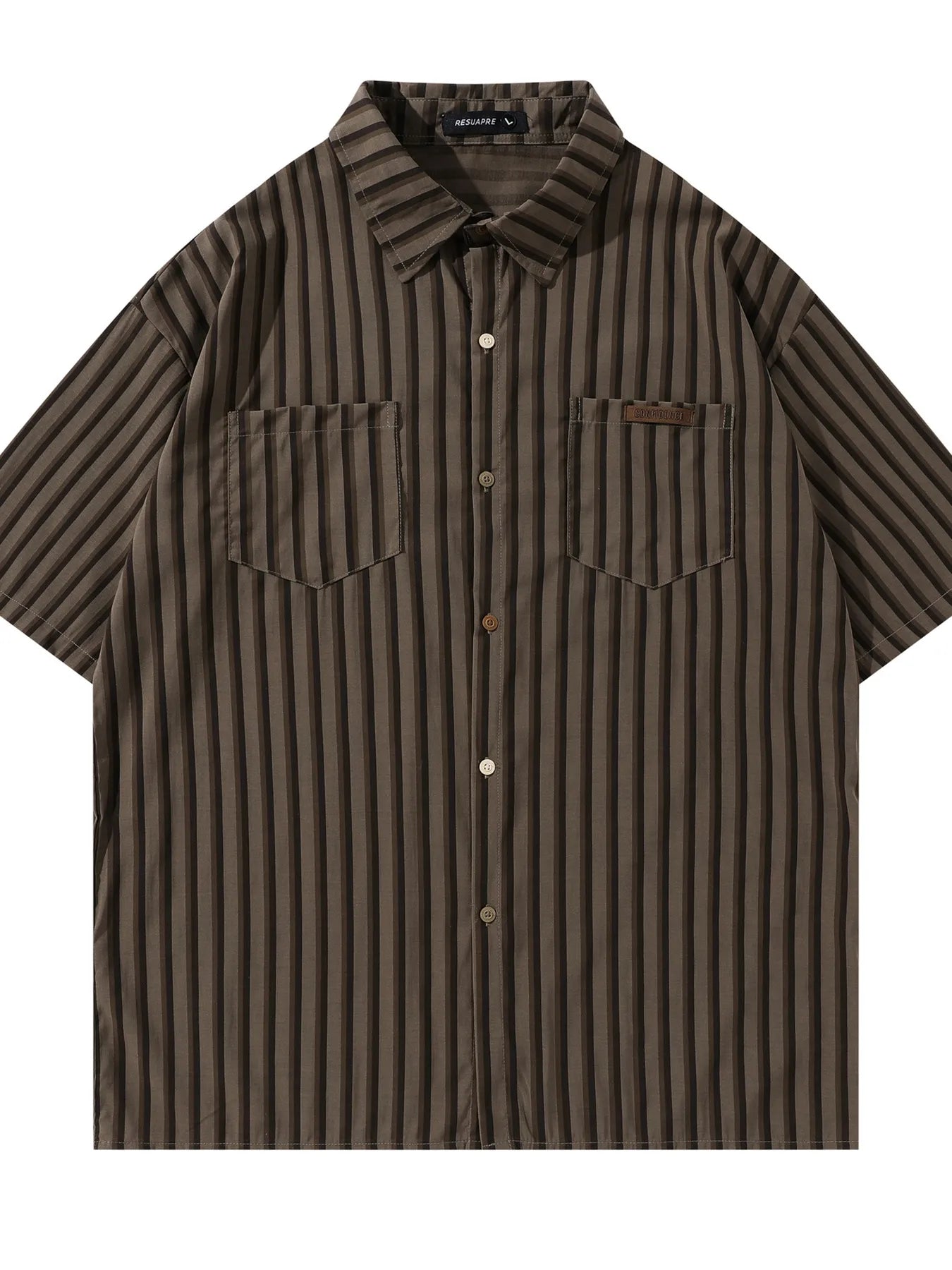 Men's Striped Short Sleeve Button-Up Shirt