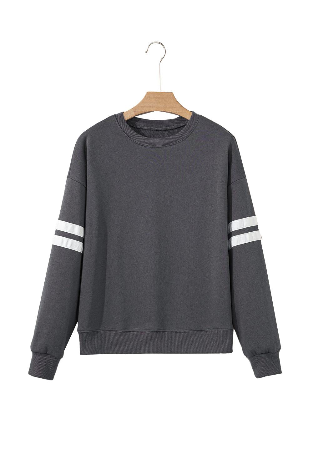 Black Preppy Striped Sleeve Loose Sweatshirt