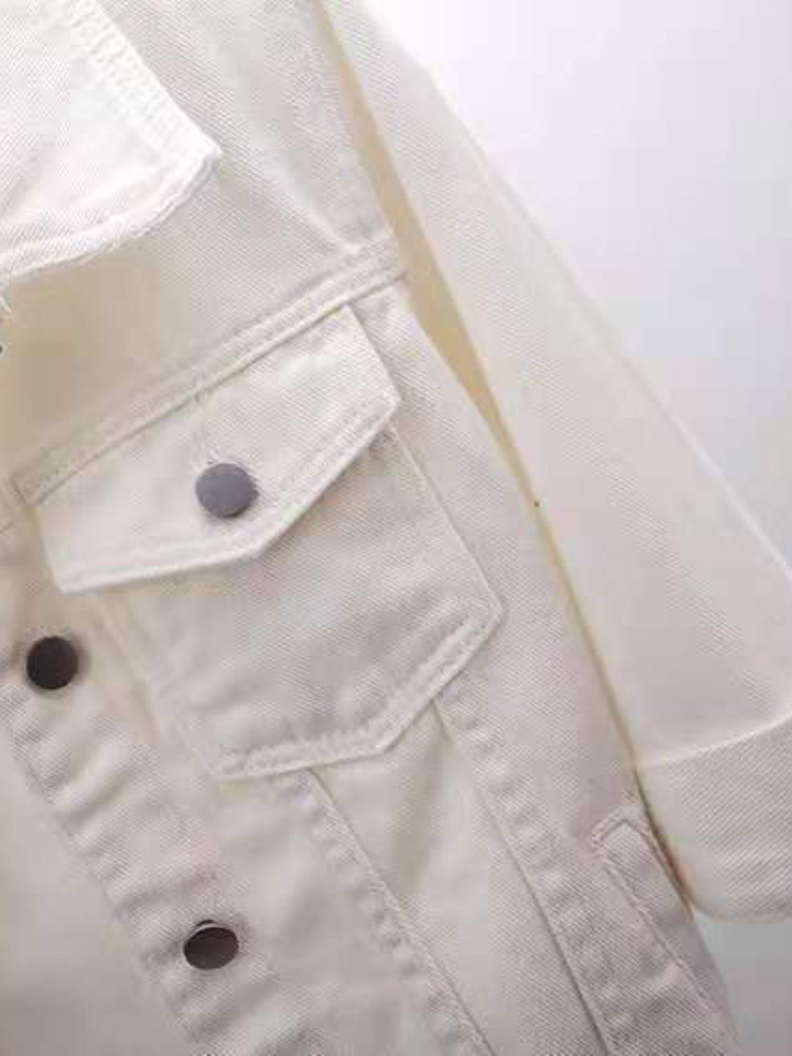 Side Button Slit Denim Jacket with Pockets