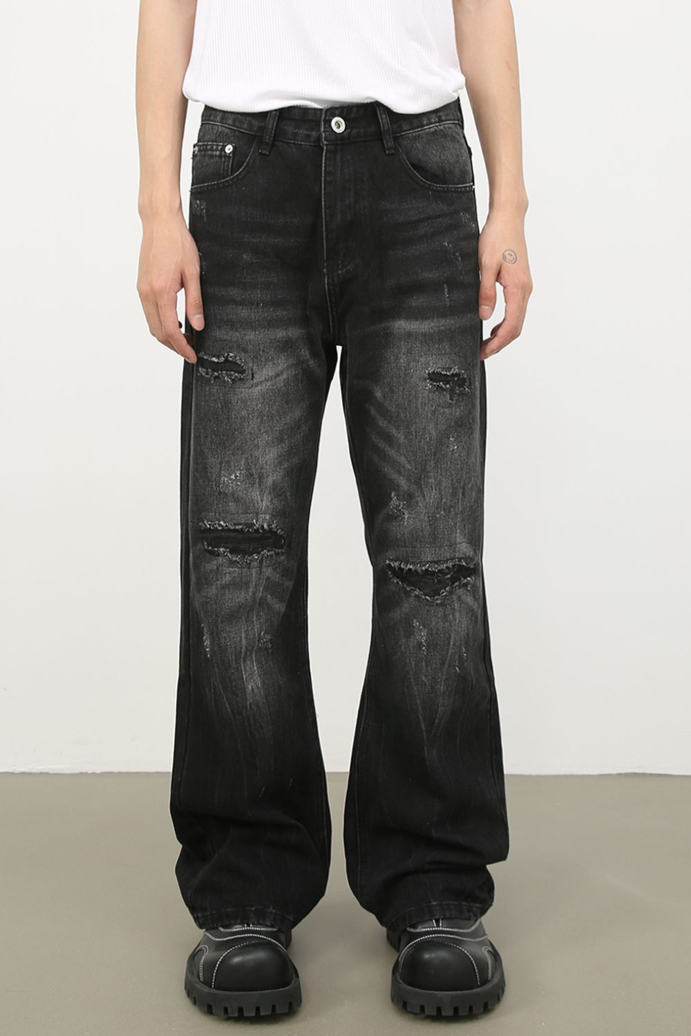 Men's Distressed Jeans with Pockets