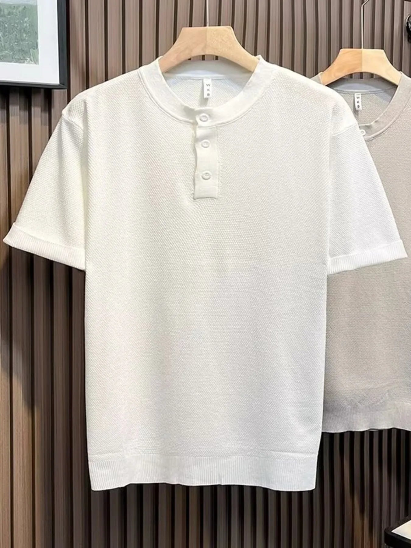 Men's Full Size Classic Short Sleeve Knit T-Shirt with Button Detail Plus Size