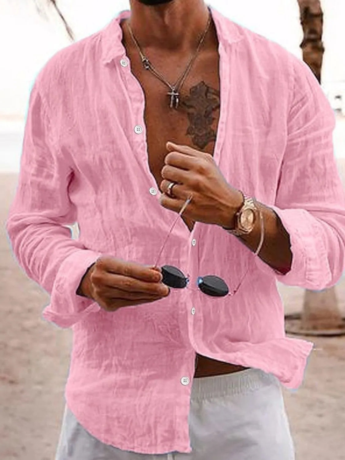 Men's Full Size Button Up Long Sleeve Shirt Plus Size