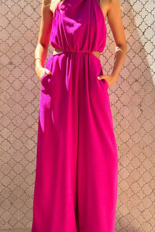 Cutout Sleeveless Wide Leg Jumpsuit