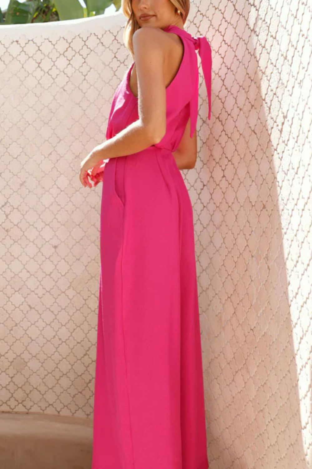 Cutout Sleeveless Wide Leg Jumpsuit