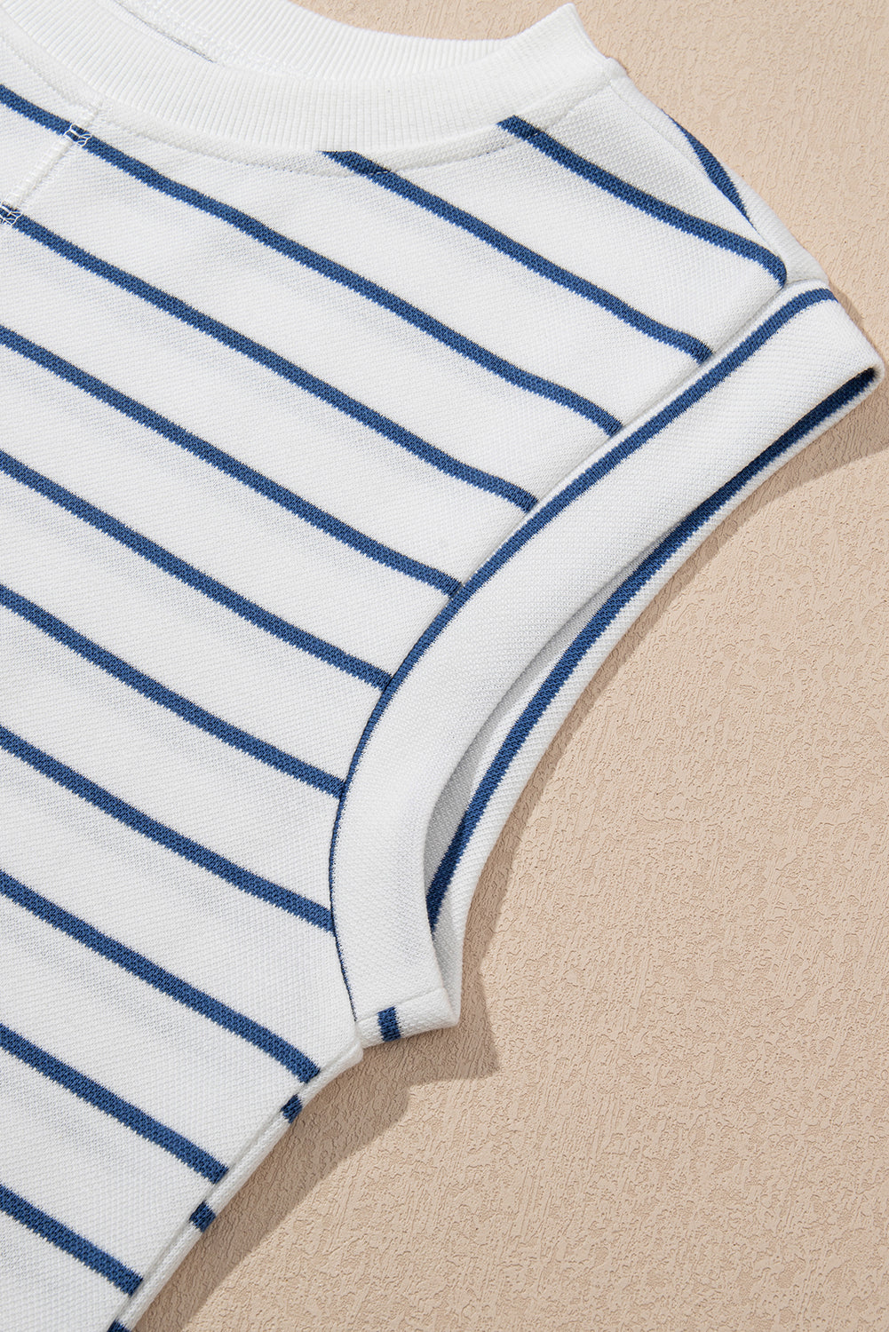 Sail Blue Casual Striped Tee and Wide Leg Pants Set