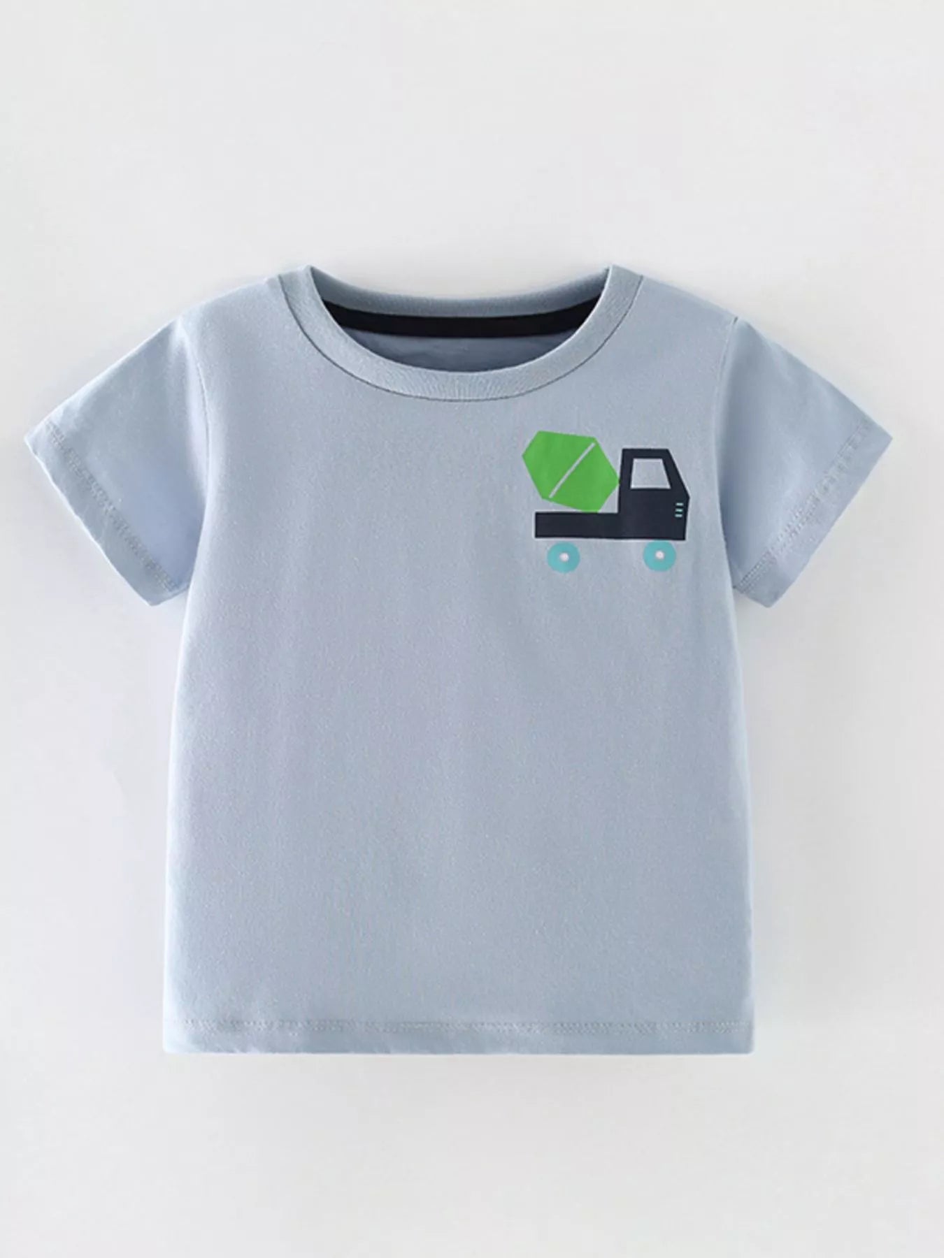 Children's Cartoon Truck Graphic Short Sleeve T-Shirt