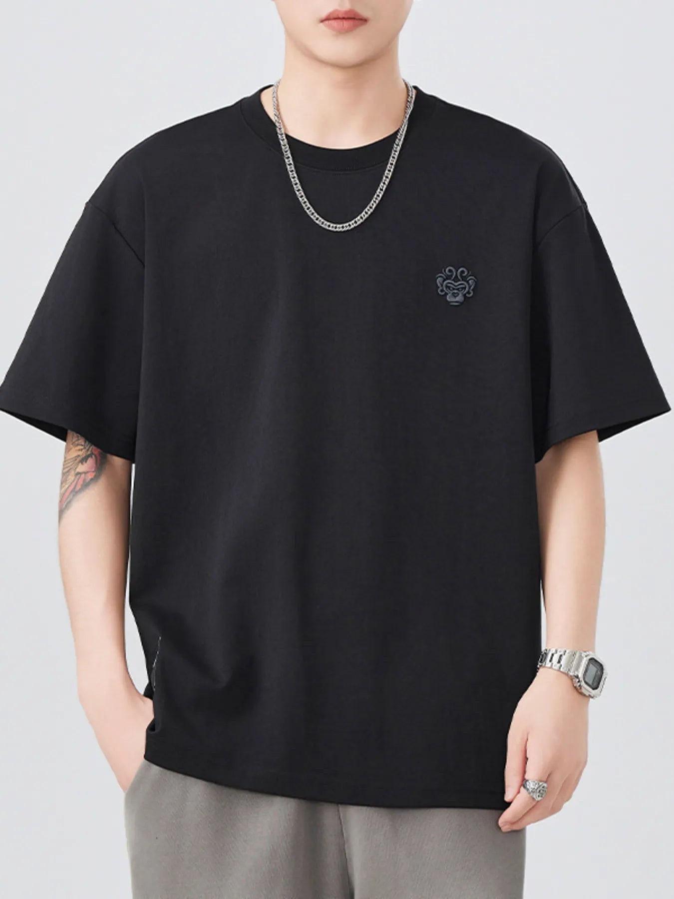 Men's Plus Size Solid Color Casual Loose T-Shirt