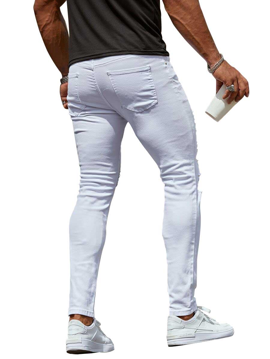 HUNGSON Men's Ripped Skinny Jeans Stretchy Slim Fit Jeans Pants for Men