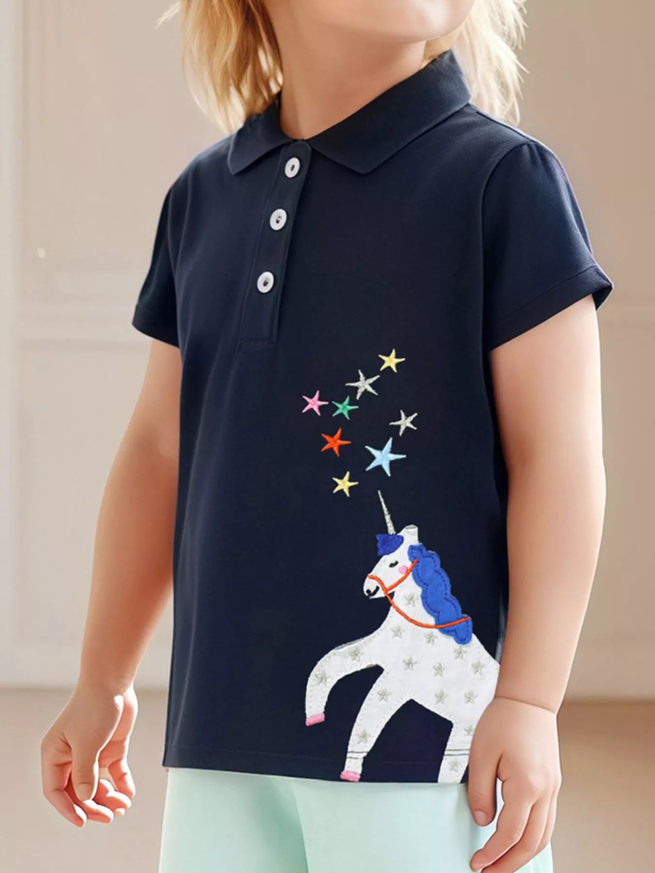 Children's Button Detail Short Sleeve Polo