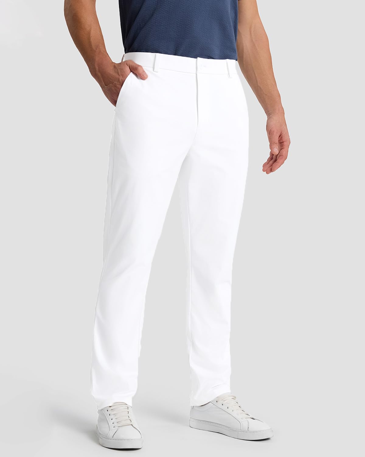 SNOWTEN Mens Golf Pants Classic Fit Stretch Work Dress Pants 30" Quick Dry Lightweight Casual Comfy Pants with Pockets Black 35w × 30L