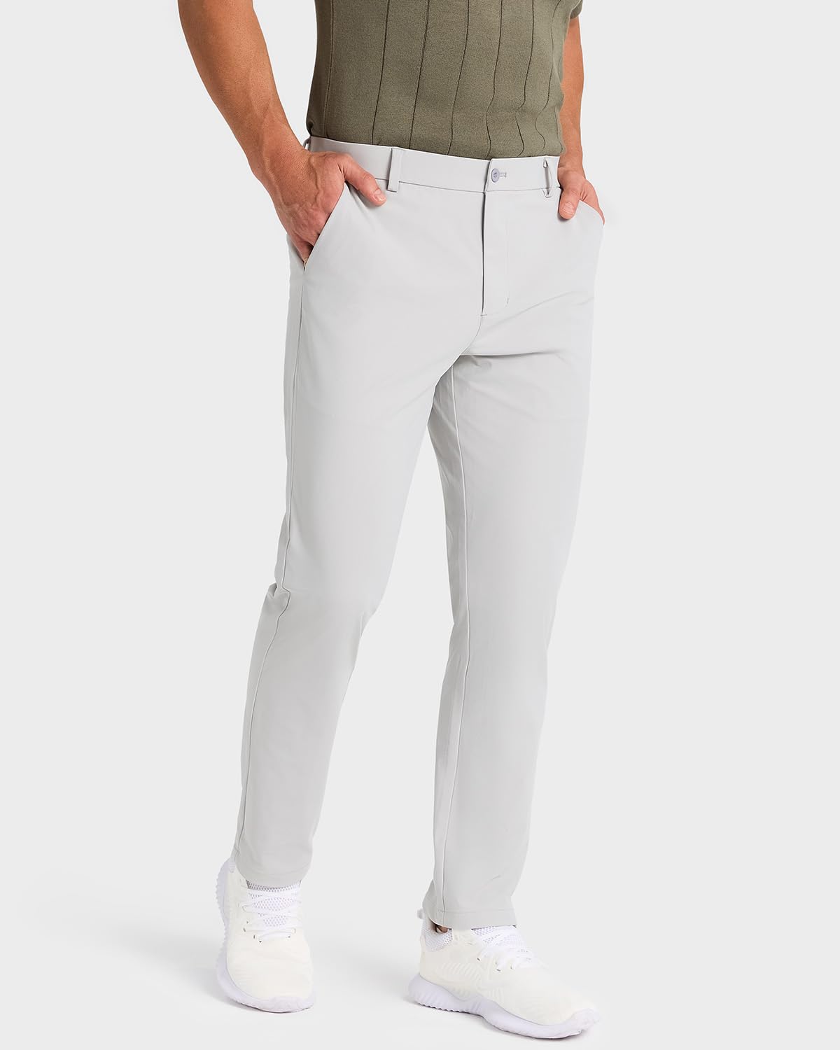 SNOWTEN Mens Golf Pants Classic Fit Stretch Work Dress Pants 30" Quick Dry Lightweight Casual Comfy Pants with Pockets Black 35w × 30L