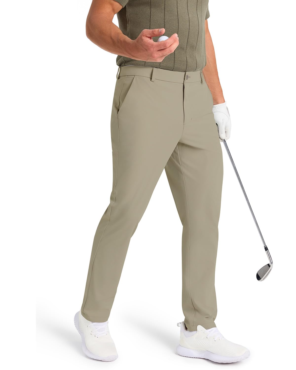 SNOWTEN Mens Golf Pants Classic Fit Stretch Work Dress Pants 30" Quick Dry Lightweight Casual Comfy Pants with Pockets Black 35w × 30L