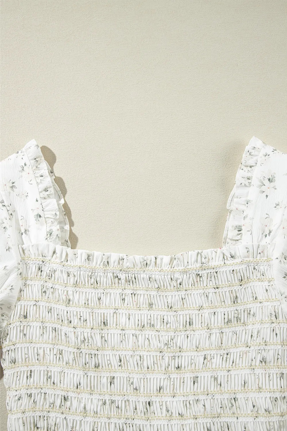 Smocked Printed Short Sleeve Jumpsuit
