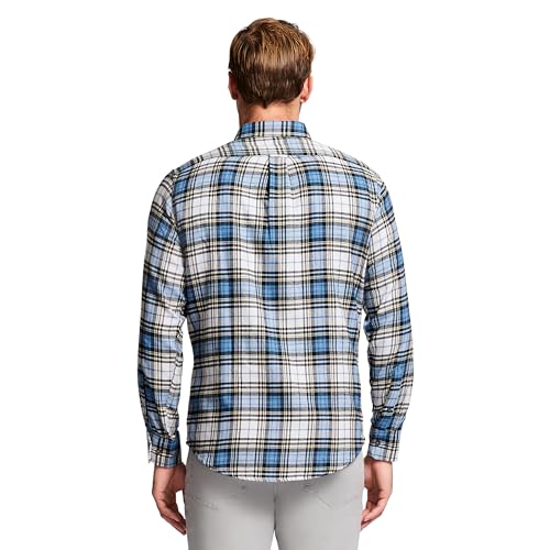 IZOD Men's Stratton Flannel Long Sleeve Button Down Shirt, Asphalt, S