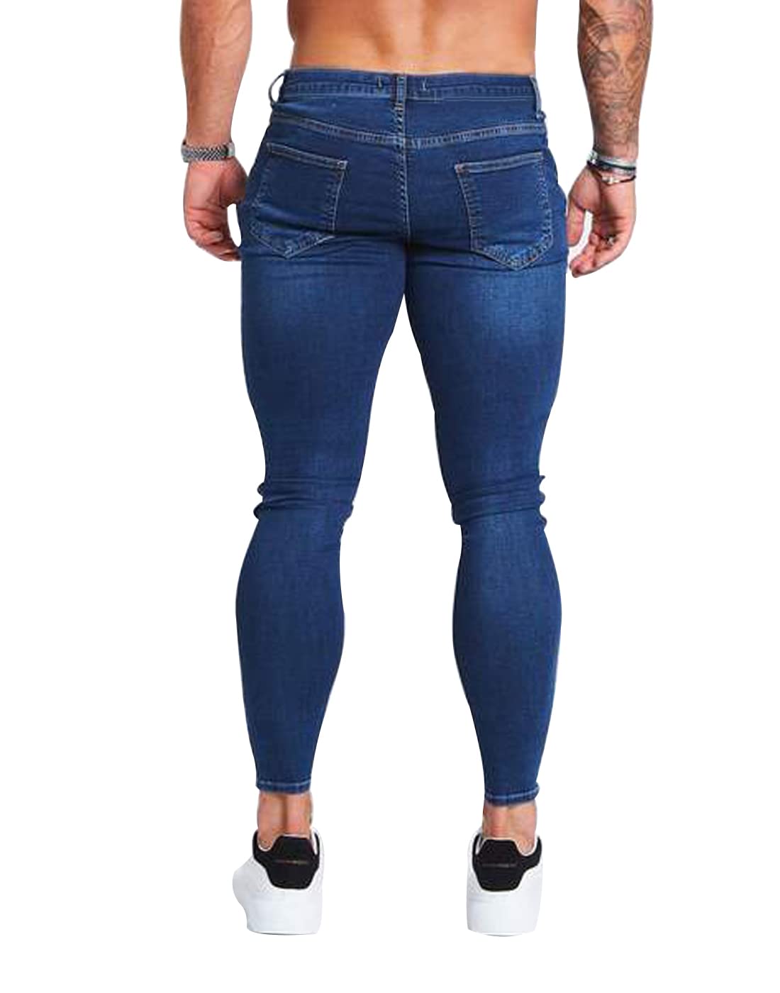 HUNGSON Men's Ripped Skinny Jeans Stretchy Slim Fit Jeans Pants for Men