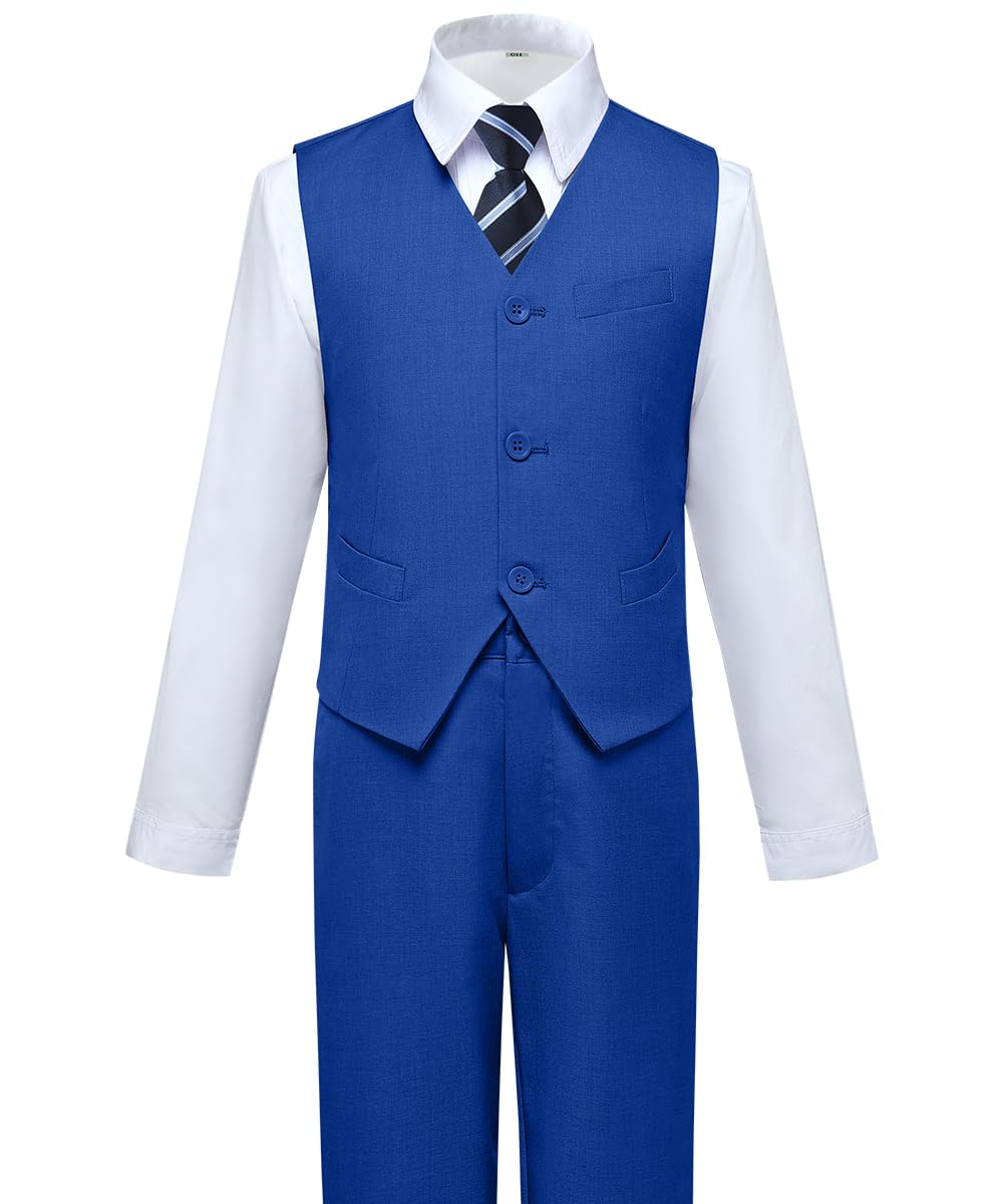 Visaccy Suit for Boys 5 Pieces Kids Tuxedo Boy Suits Slim Fit Suits Outfit for Wedding Navy Blue Size 20