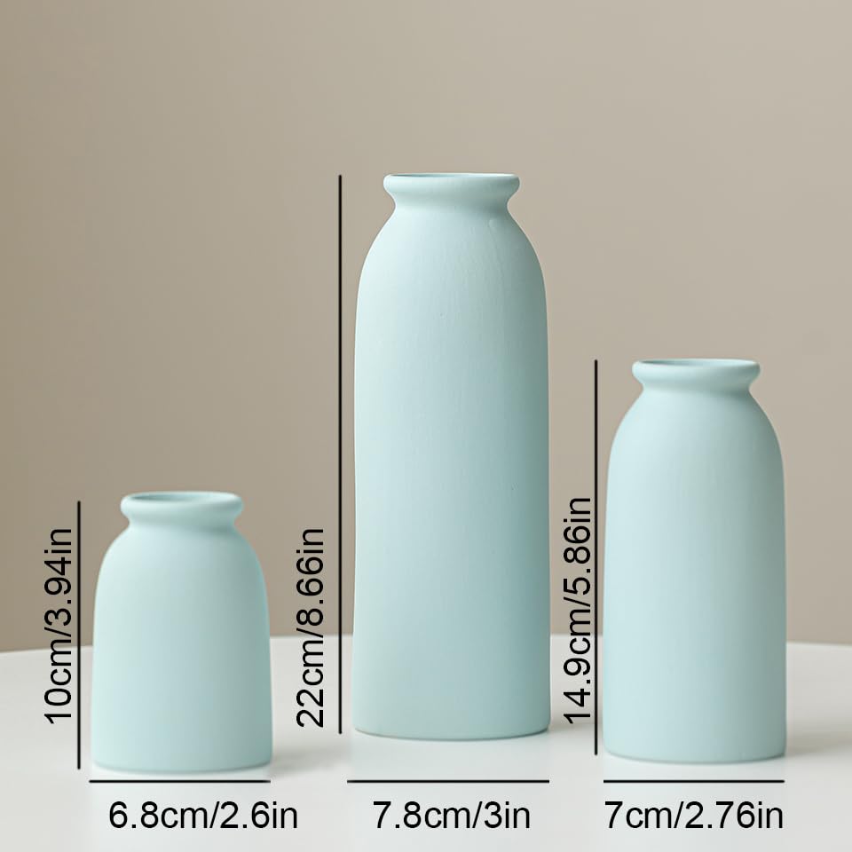 Ceramic Vase Set-3, Small Flower Vases for Decor