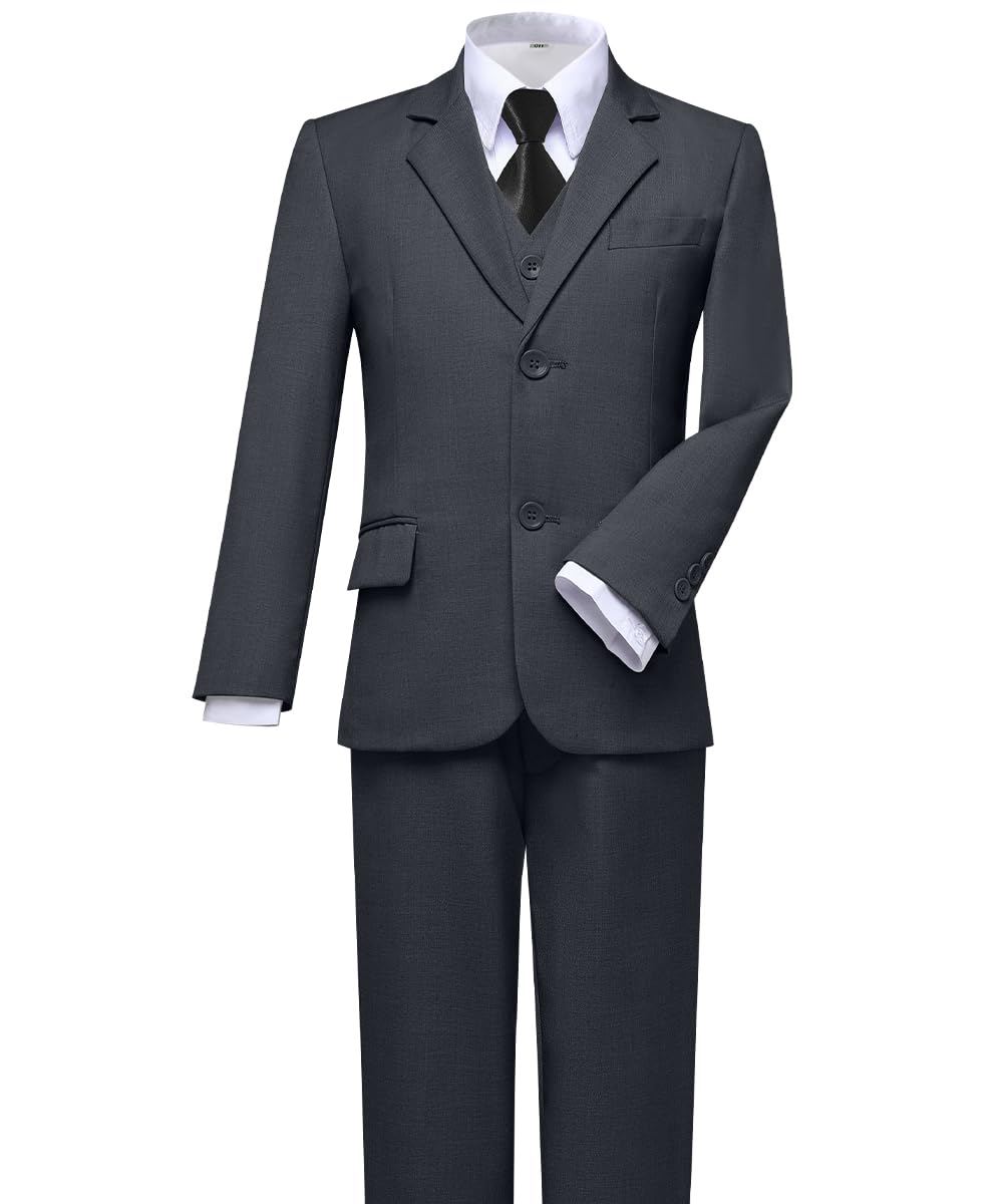 Visaccy Suit for Boys 5 Pieces Kids Tuxedo Boy Suits Slim Fit Suits Outfit for Wedding Navy Blue Size 20