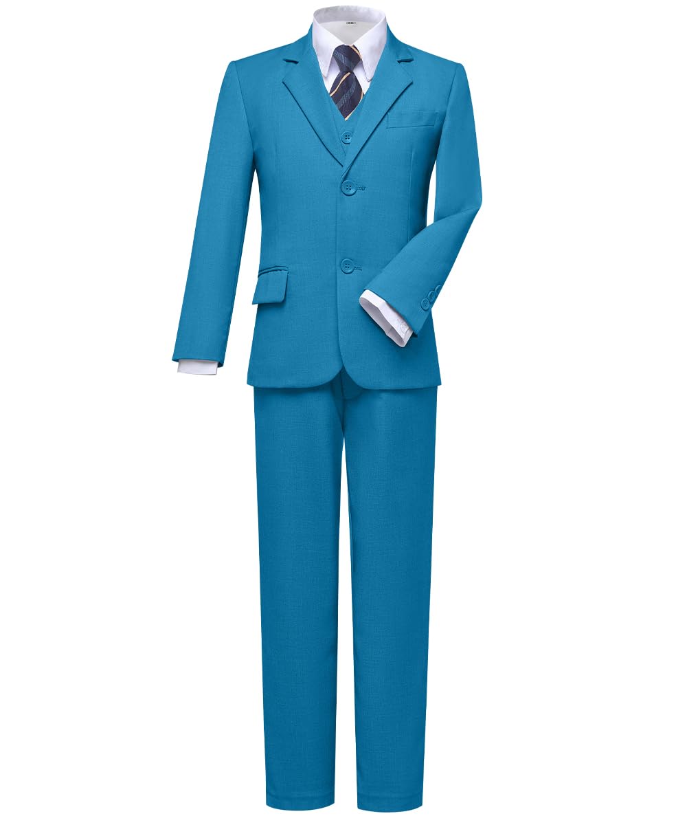 Visaccy Suit for Boys 5 Pieces Kids Tuxedo Boy Suits Slim Fit Suits Outfit for Wedding Navy Blue Size 20