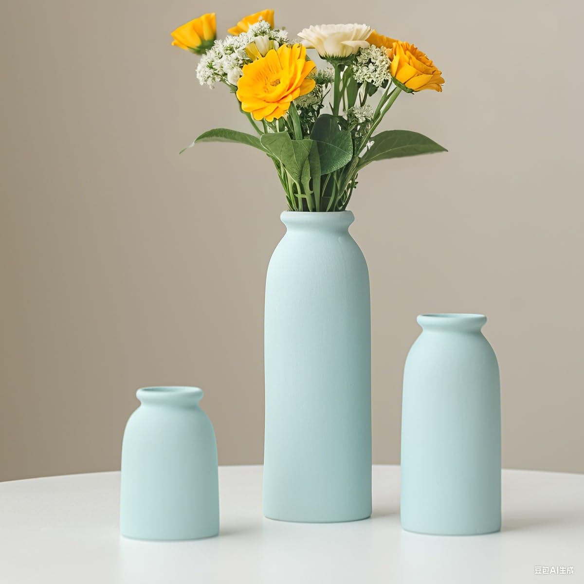 Ceramic Vase Set-3, Small Flower Vases for Decor