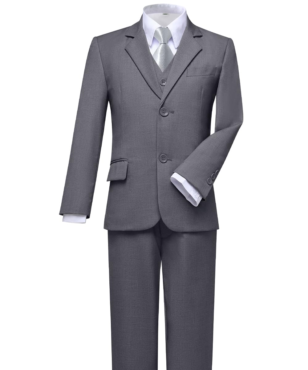 Visaccy Suit for Boys 5 Pieces Kids Tuxedo Boy Suits Slim Fit Suits Outfit for Wedding Navy Blue Size 20