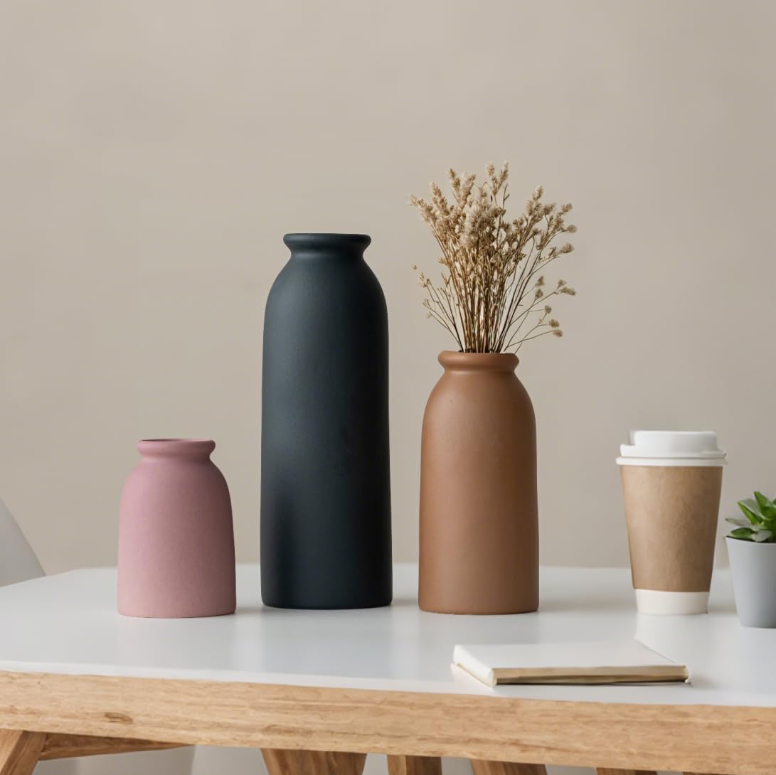 Ceramic Vase Set-3, Small Flower Vases for Decor