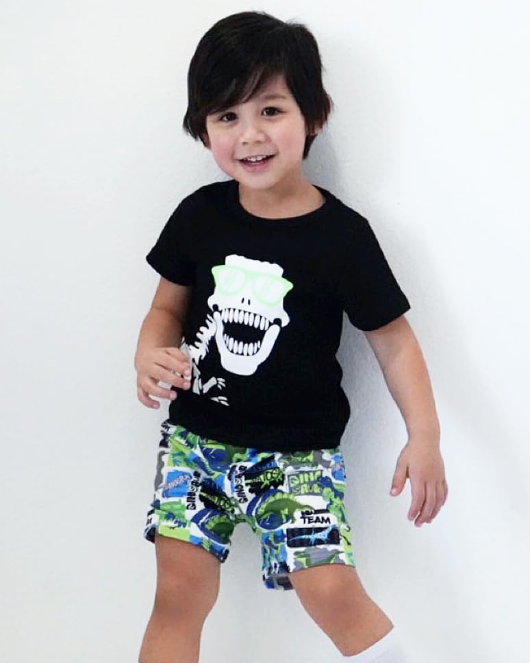 fioukiay 4T Black Toddler Boys Sring Summer Shorts Set Boys Letter Printed Palm Leaf Clothes Outfit