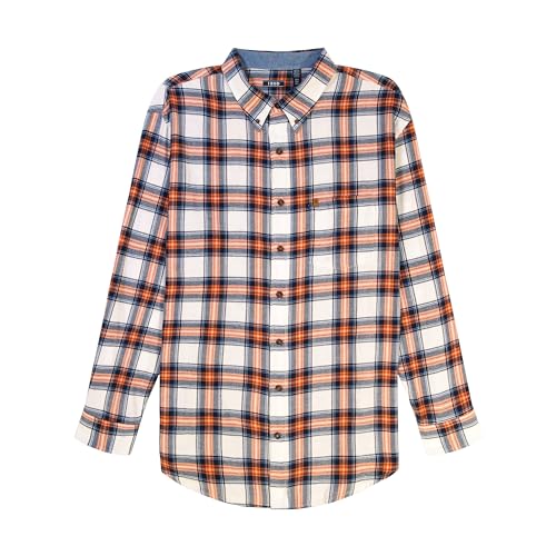 IZOD Men's Stratton Flannel Long Sleeve Button Down Shirt, Asphalt, S