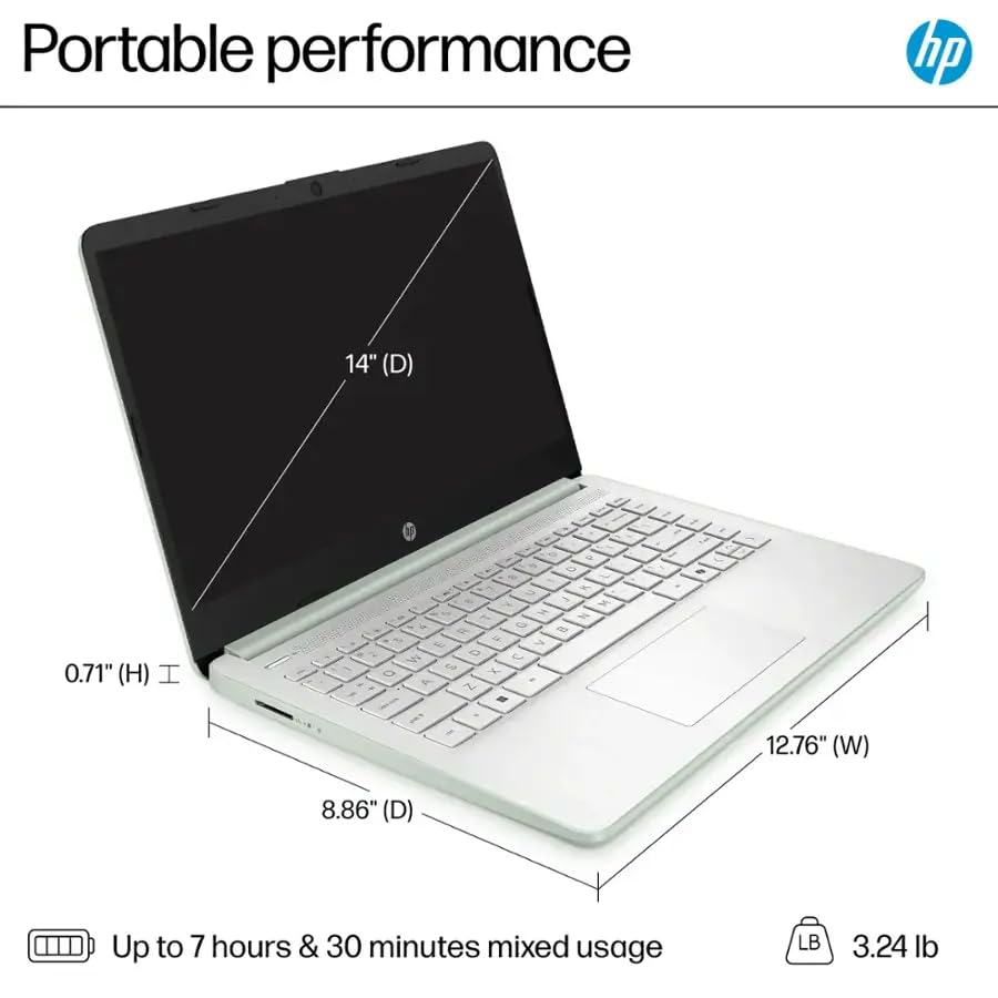 HP 2025 New Student Business Laptop, Intel N150 CPU(Beats N4120), 14 Inch LED Screen, 16GB RAM, 384GB Storage(128GB UFS+256GB MSD), Wi-Fi 6, Copilot AI, Office Pro Lifetime, Windows 11 Pro,w/Mouse